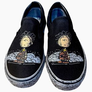 Vans x Peanuts Pig Pen Black Sneakers Slip On 7 Women / 5.5 Men Rare 2017 Ltd Ed